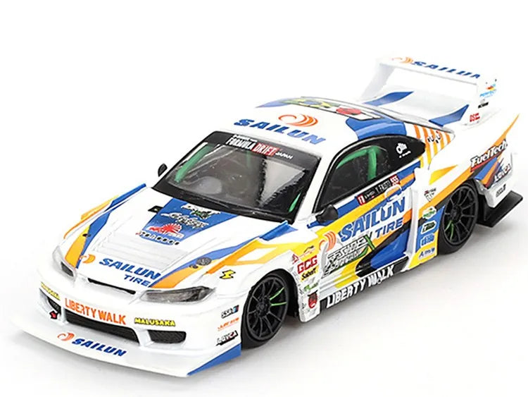 Nissan S15 Silvia LB-Super Silhouette Formula Drift White Yellow 1:64