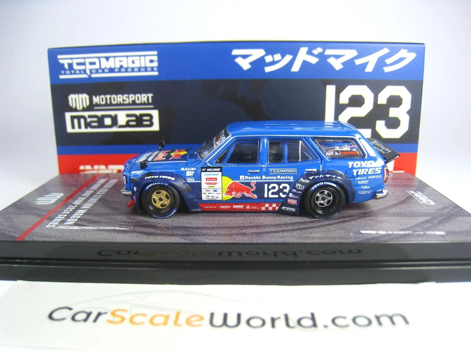 Mazda RX3 Station Wagon Mad Mike D1GP 2024 Blue 1:64