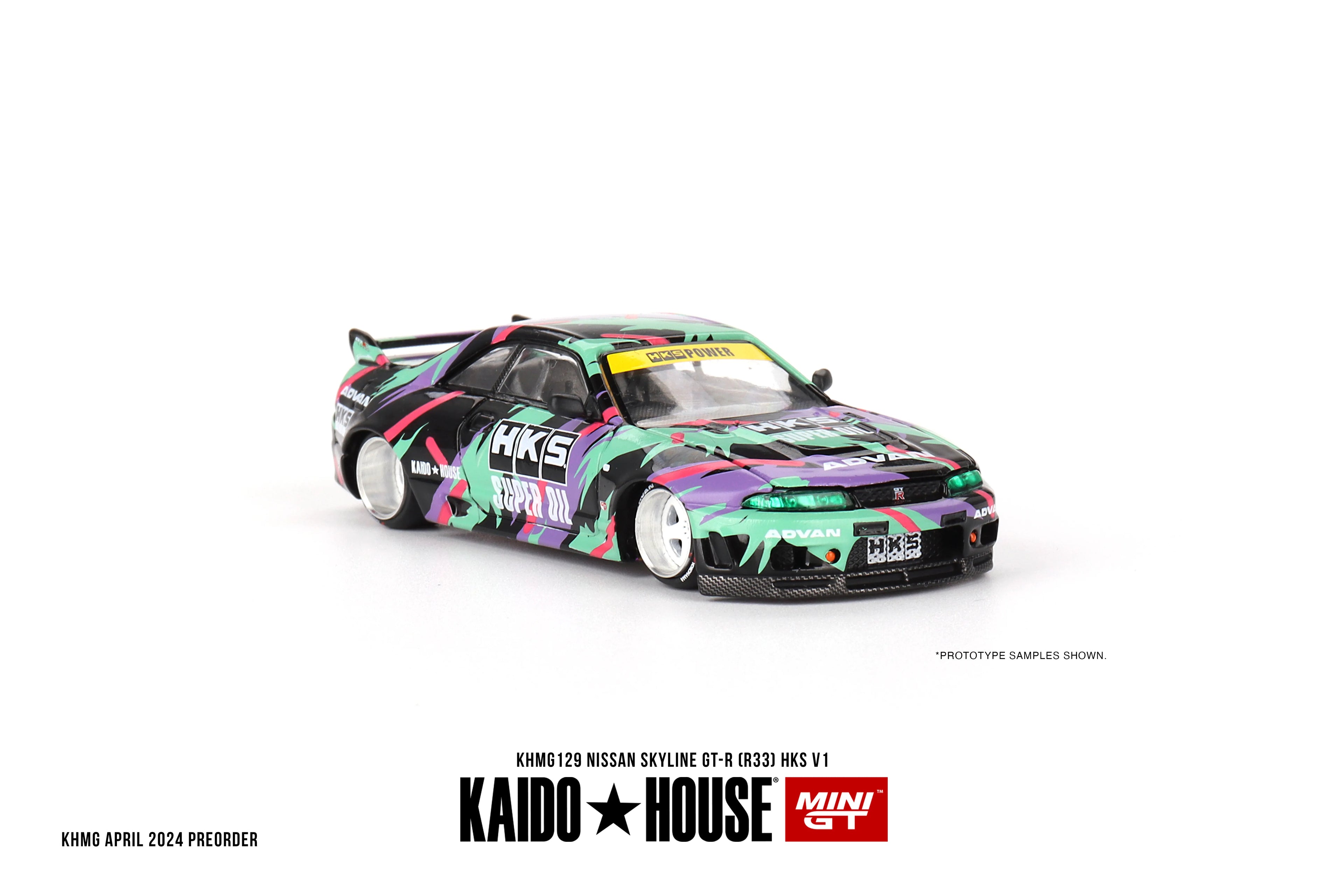 Nissan Skyline GT-R R33 HKS V1 Green Purple 1:64