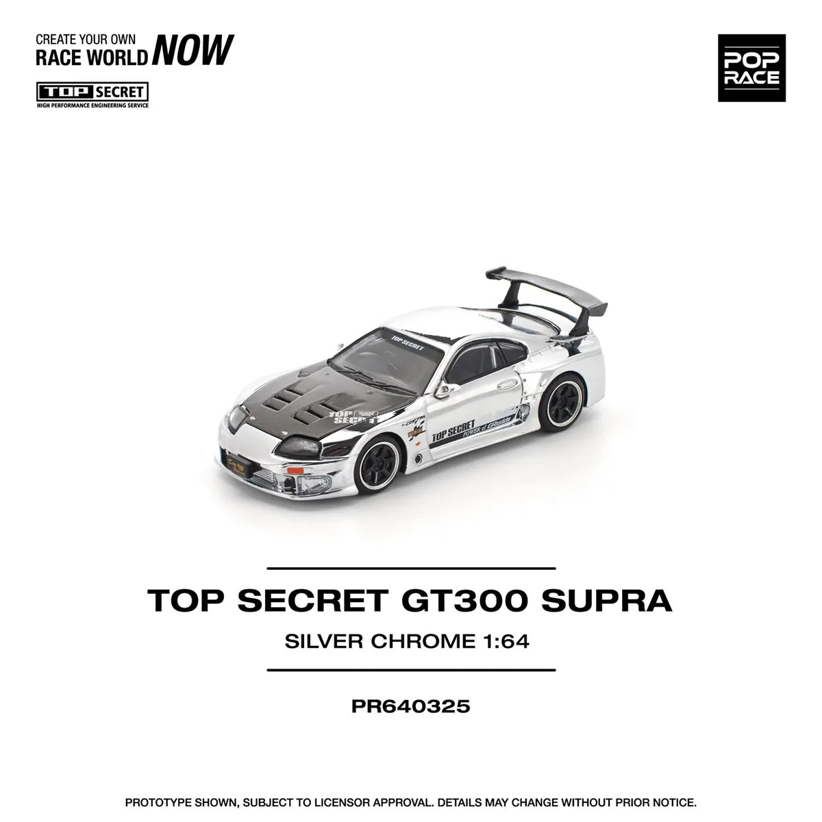 Toyota Supra A80 GT300 Chrome Silver 1:64