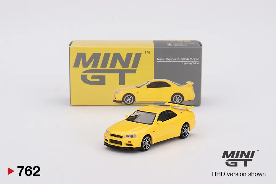 Nissan Skyline GT-R R34 V-Spec II Yellow 1:64