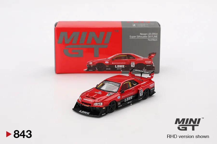Mini GT Nissan LB-ER34 Super Silhouette Skyline Red Black #5 1:64