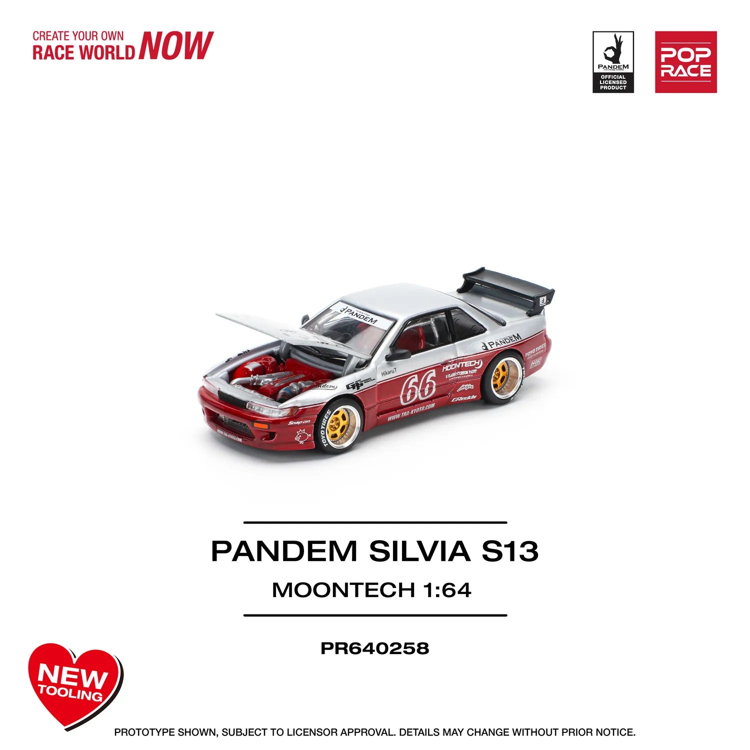 Nissan Silvia S13 Pandem Moontech #66 Red White 1:64