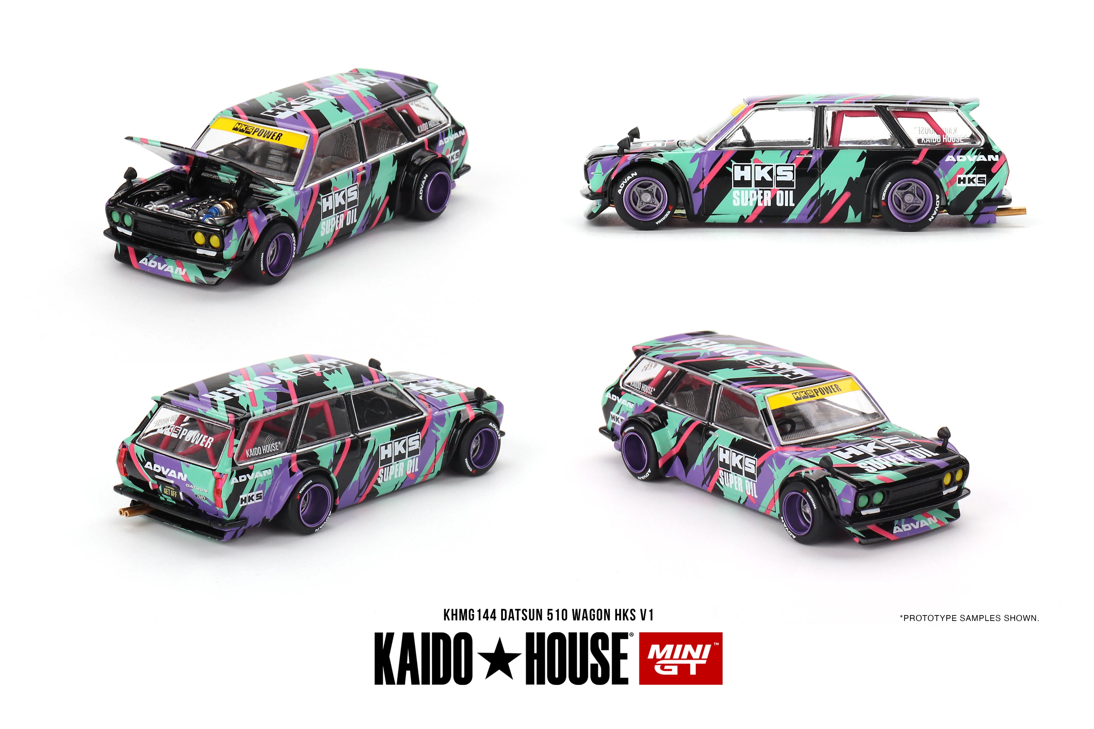 Datsun 510 Wagon HKS V1 Green Purple 1:64