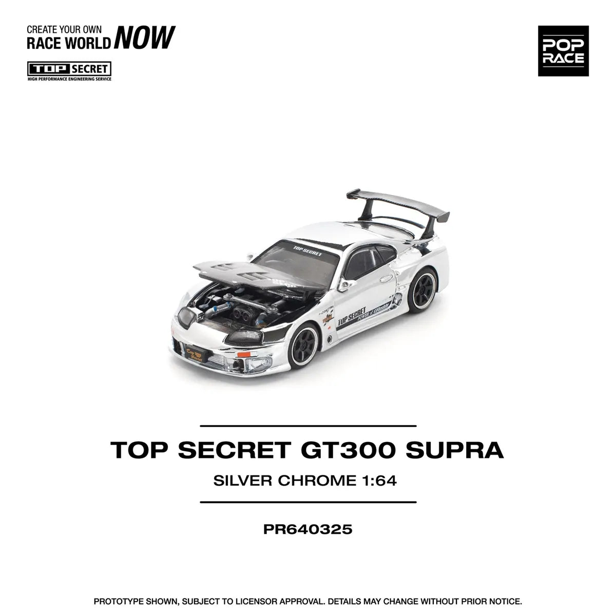 Toyota Supra A80 GT300 Chrome Silver 1:64