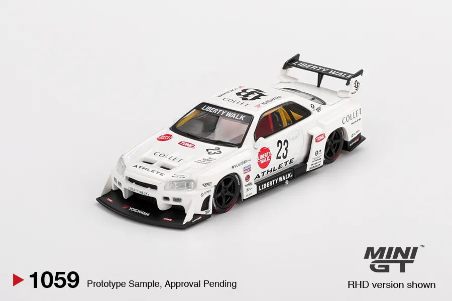 Mini GT Nissan LB-ER34 Super Silhouette Athlete Collet White 1:64