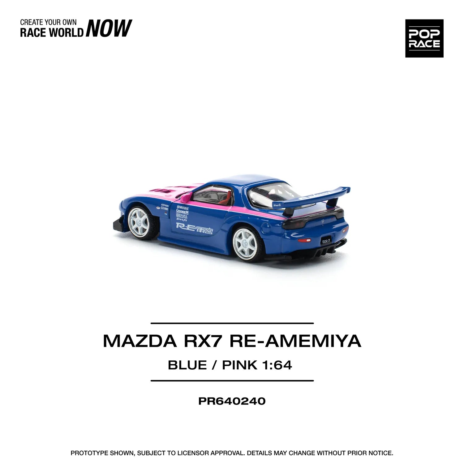 Mazda RX-7 FD3S RE Amemiya Blue Pink 1:64