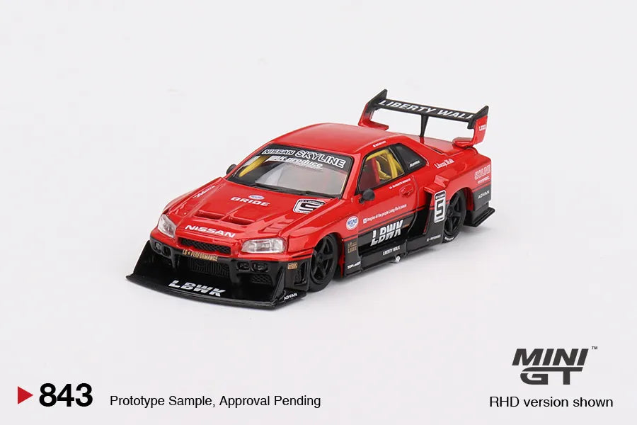 Mini GT Nissan LB-ER34 Super Silhouette Skyline Red Black #5 1:64