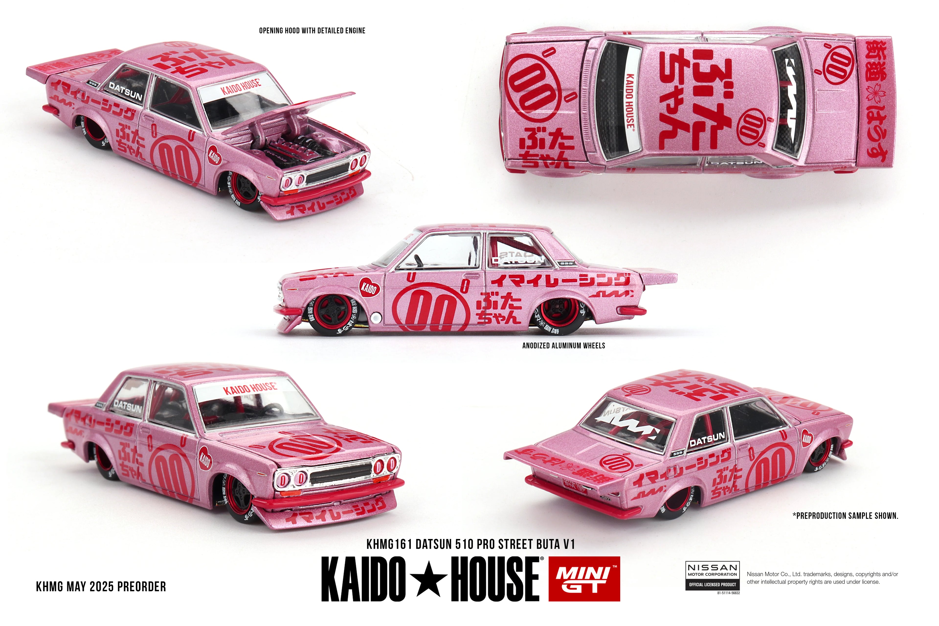 Datsun 510 Pro Street Buta V1 Pink #00 1:64
