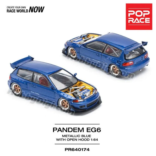 Honda Civic EG6 Pandem Hood Delete Blue Metallic 1:64