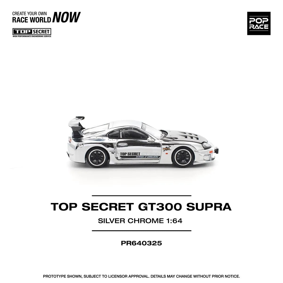 Toyota Supra A80 GT300 Chrome Silver 1:64