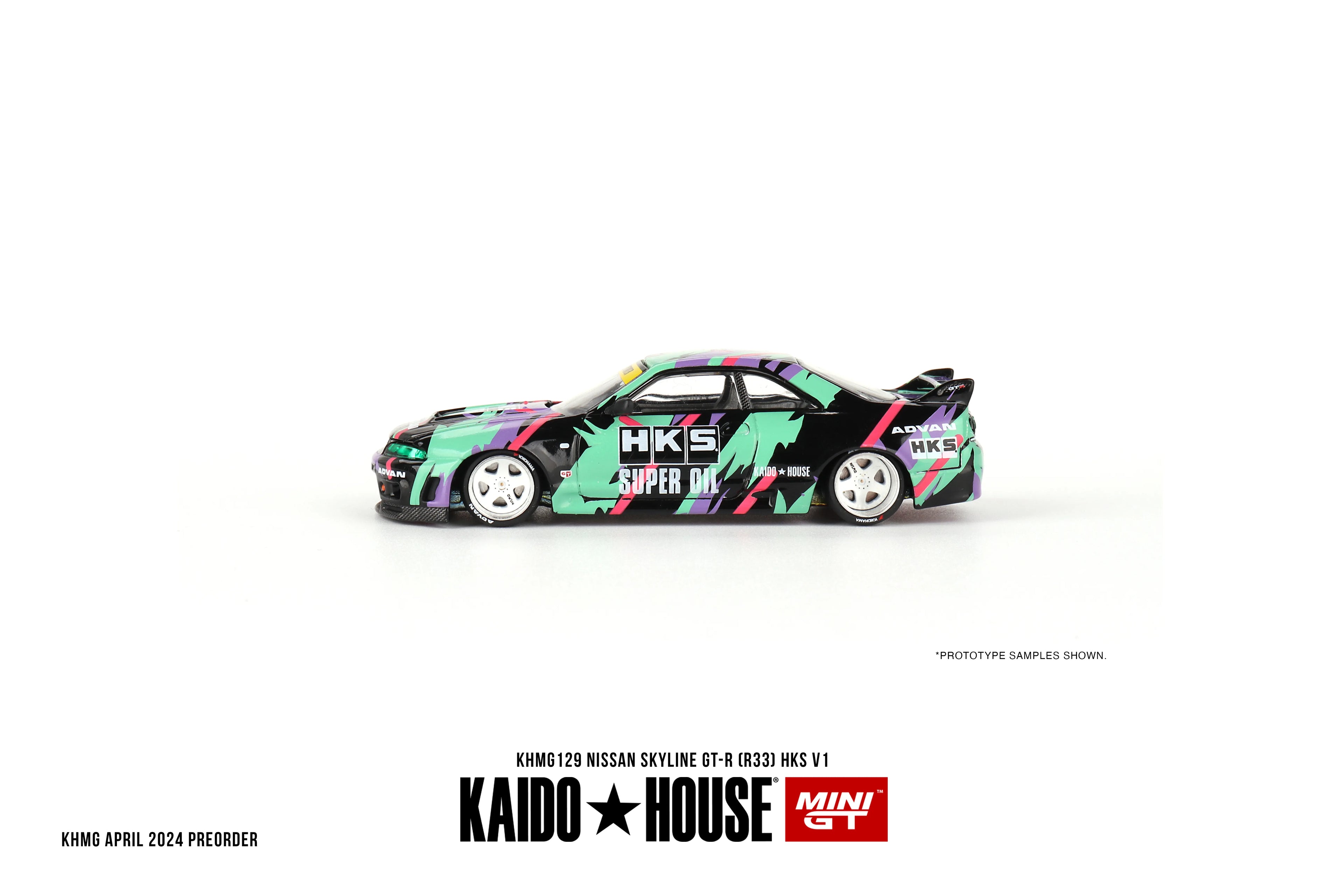 Nissan Skyline GT-R R33 HKS V1 Green Purple 1:64