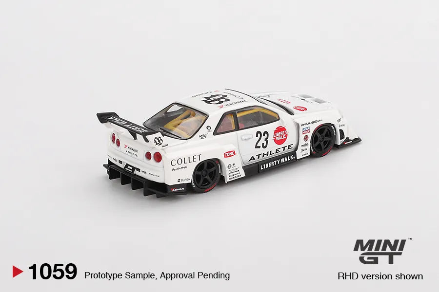 Mini GT Nissan LB-ER34 Super Silhouette Athlete Collet White 1:64