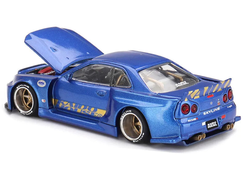 Nissan Skyline GT-R R34 Kaido Works Shinjuku Blue 1:64