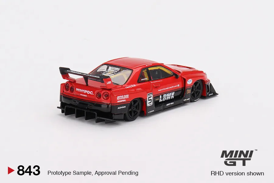 Mini GT Nissan LB-ER34 Super Silhouette Skyline Red Black #5 1:64