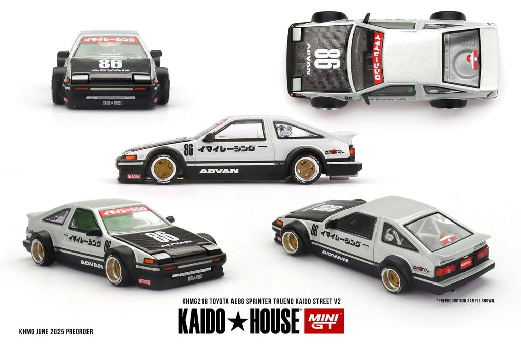 Toyota Sprinter Trueno AE86 KHMG Chase Edition Silver Black 1:64