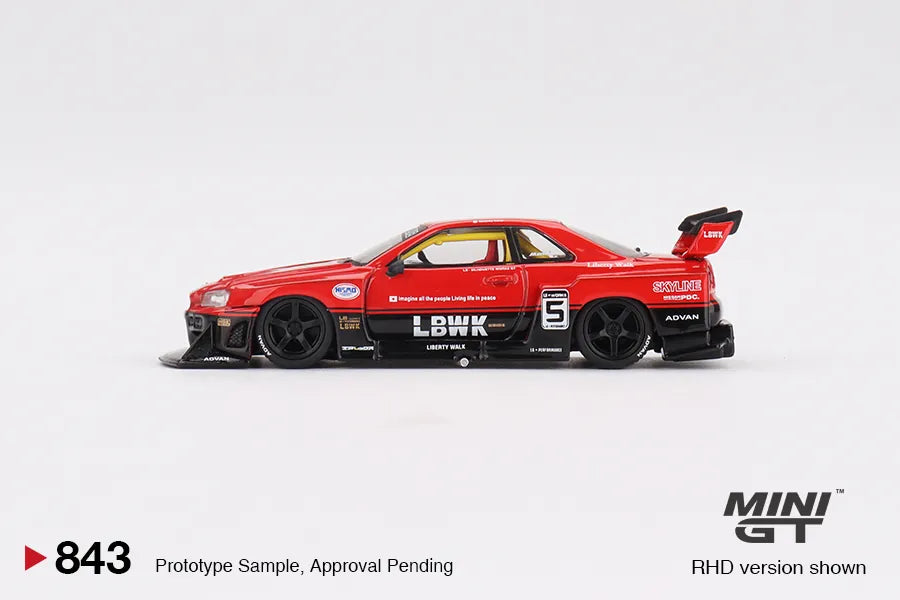 Mini GT Nissan LB-ER34 Super Silhouette Skyline Red Black #5 1:64