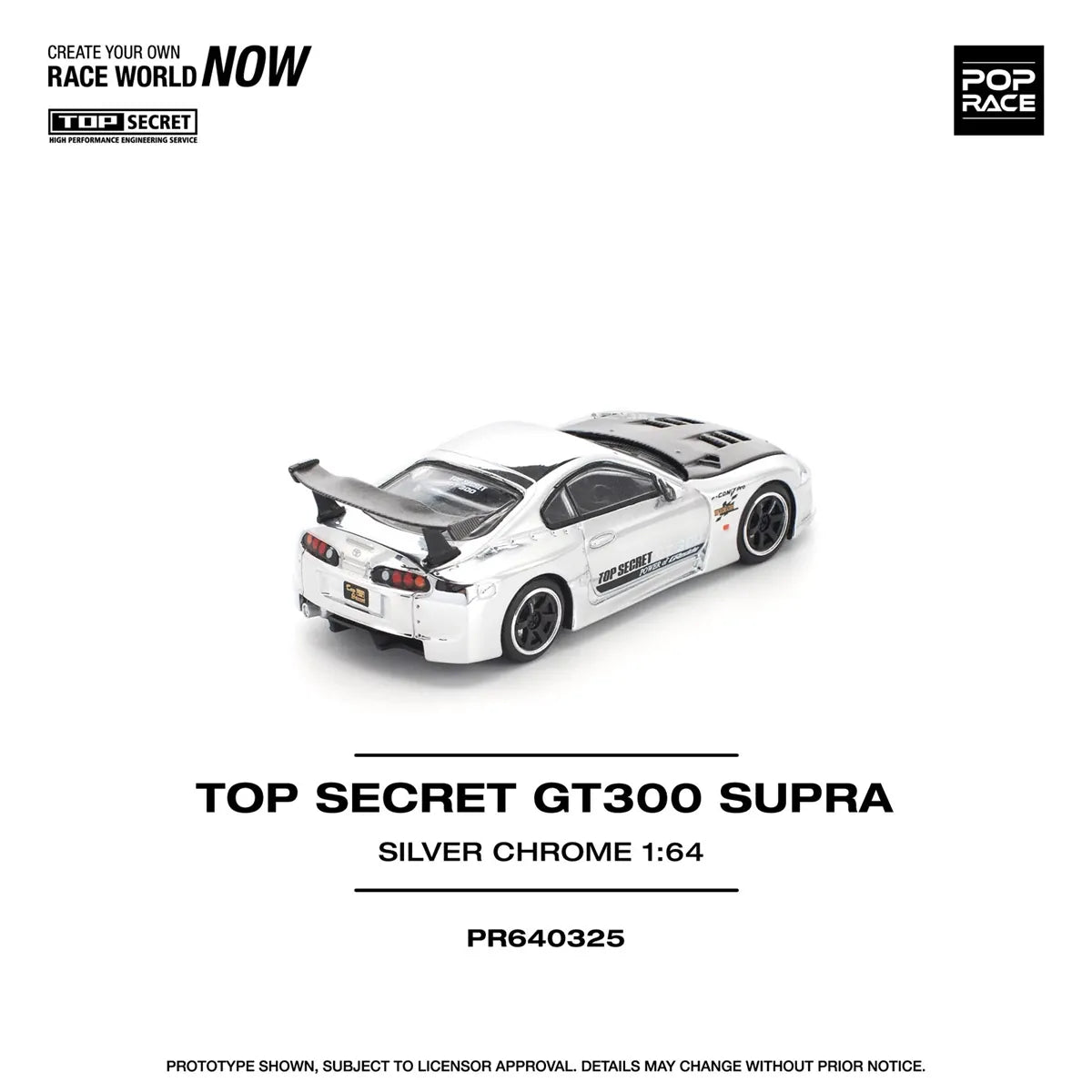 Toyota Supra A80 GT300 Chrome Silver 1:64