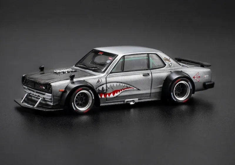 Nissan Skyline Hakosuka Shark Edition Silver Black Enigma 1:64