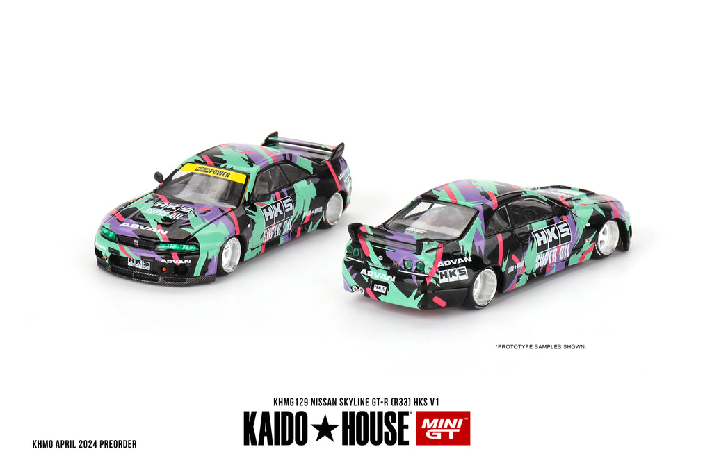 Nissan Skyline GT-R R33 HKS V1 Green Purple 1:64
