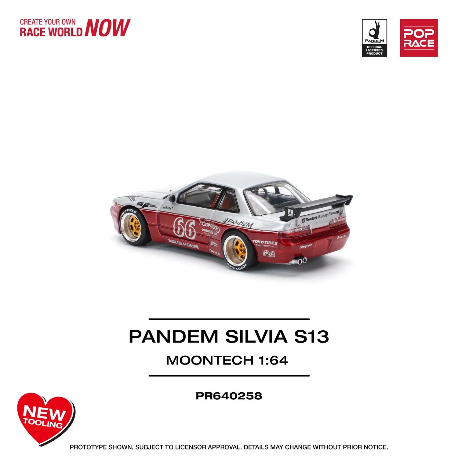Nissan Silvia S13 Pandem Moontech #66 Red White 1:64