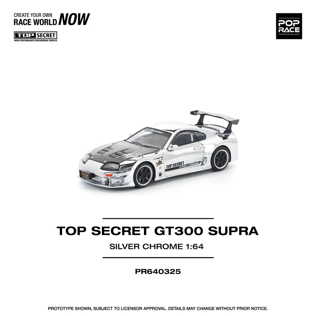 Toyota Supra A80 GT300 Chrome Silver 1:64