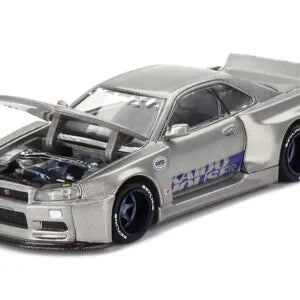 Nissan Skyline GT-R R34 Kaido Works Shinjuku V1 Silver 1:64