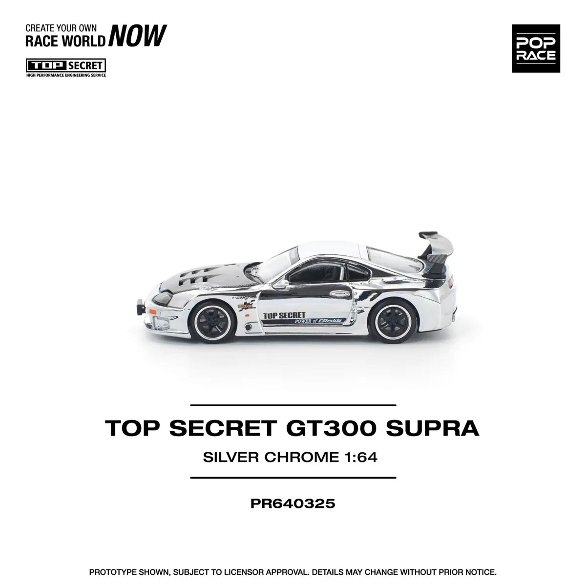 Toyota Supra A80 GT300 Chrome Silver 1:64