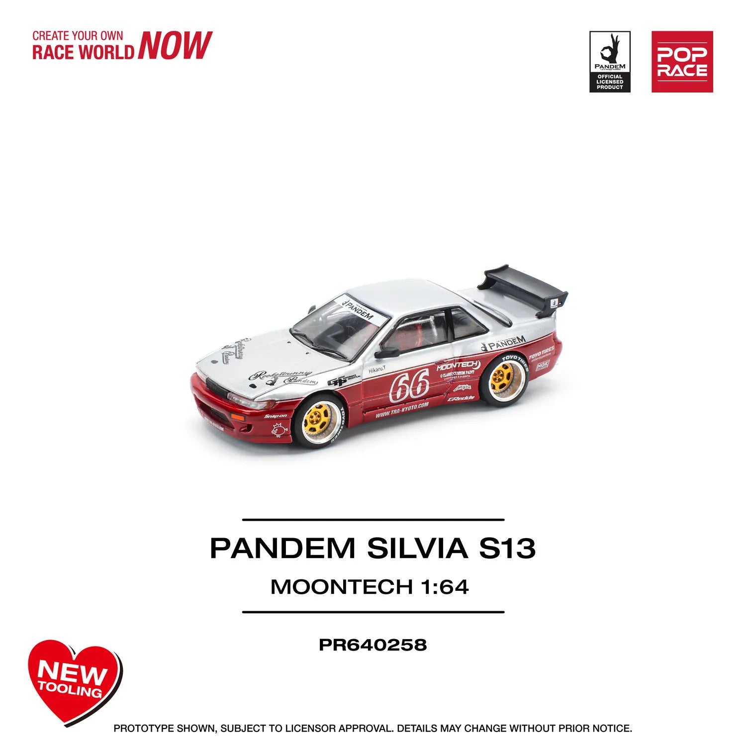 Nissan Silvia S13 Pandem Moontech #66 Red White 1:64