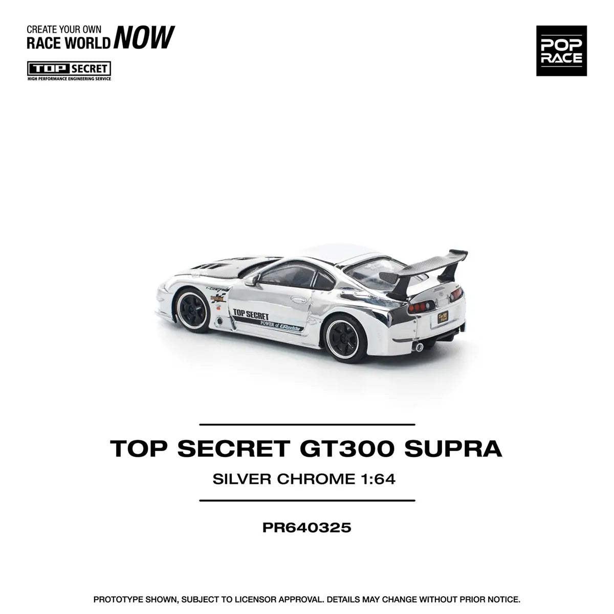 Toyota Supra A80 GT300 Chrome Silver 1:64