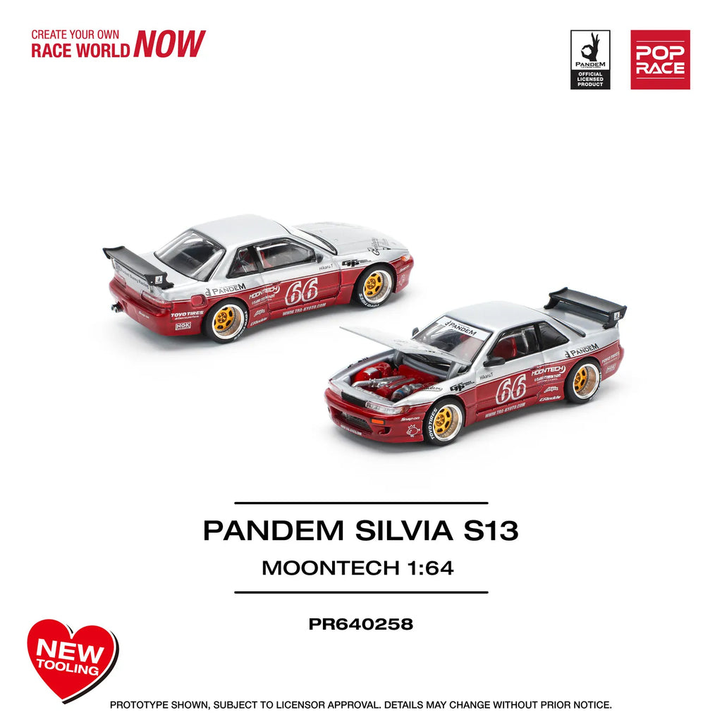 Nissan Silvia S13 Pandem Moontech #66 Red White 1:64